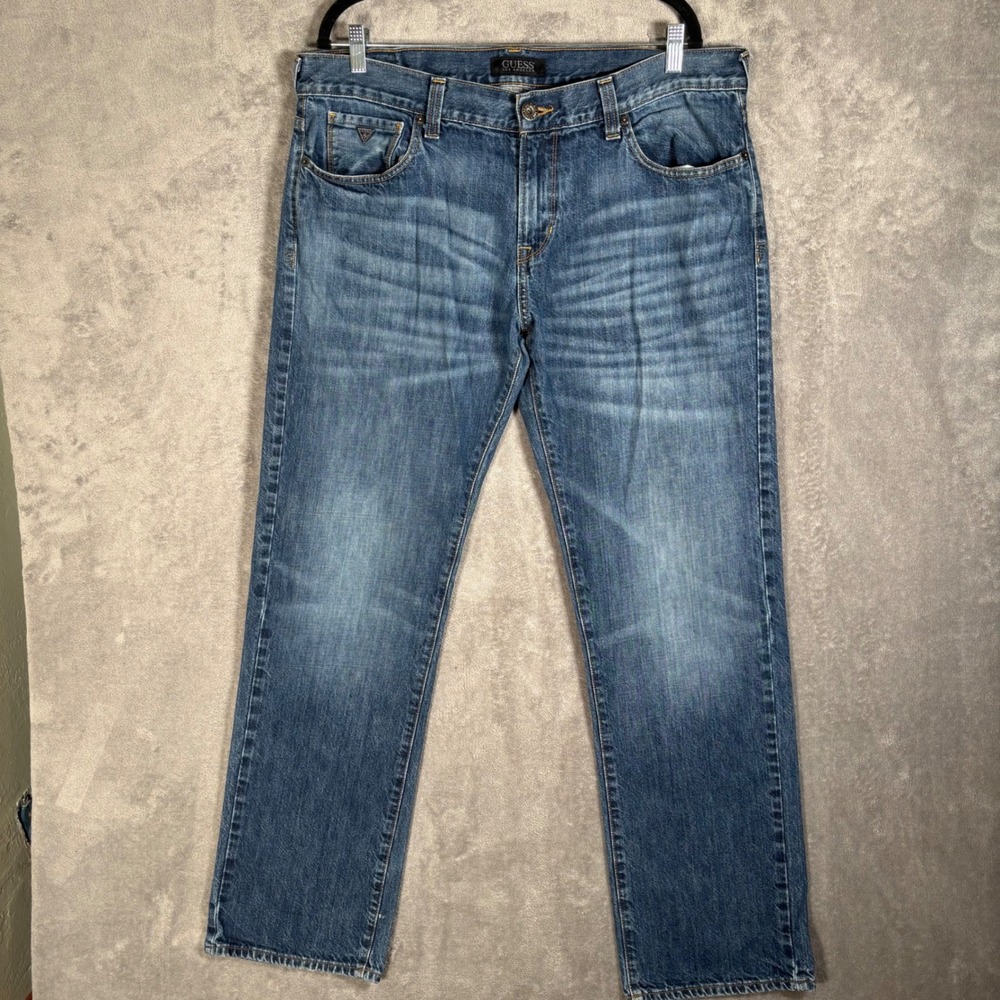 Vintage GUESS Rebel Straight Leg Jeans Men's 38x32 Blue Denim Medium Wash Grunge
